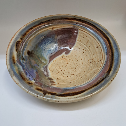 #260213 Serving Bowl Abstract Blue & Red on Tan $22 at Hunter Wolff Gallery